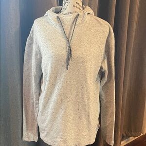 Cozy Speckled Hooded Pullover Sweatshirt - Light Gray